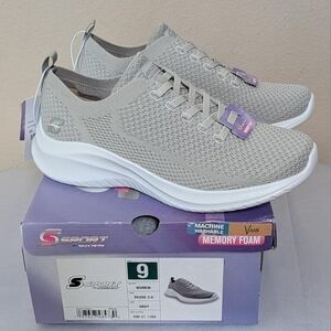 New Skechers S Sport Women's Resse 2.0 Elastic Gore Sneakers Gray Size 9